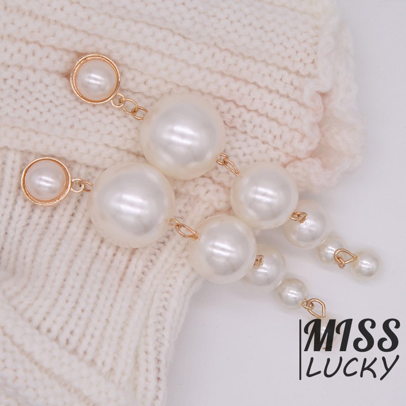 Đôi khuyên tai nữ kiểu dáng dài gắn ngọc trai thời trang độc đáo