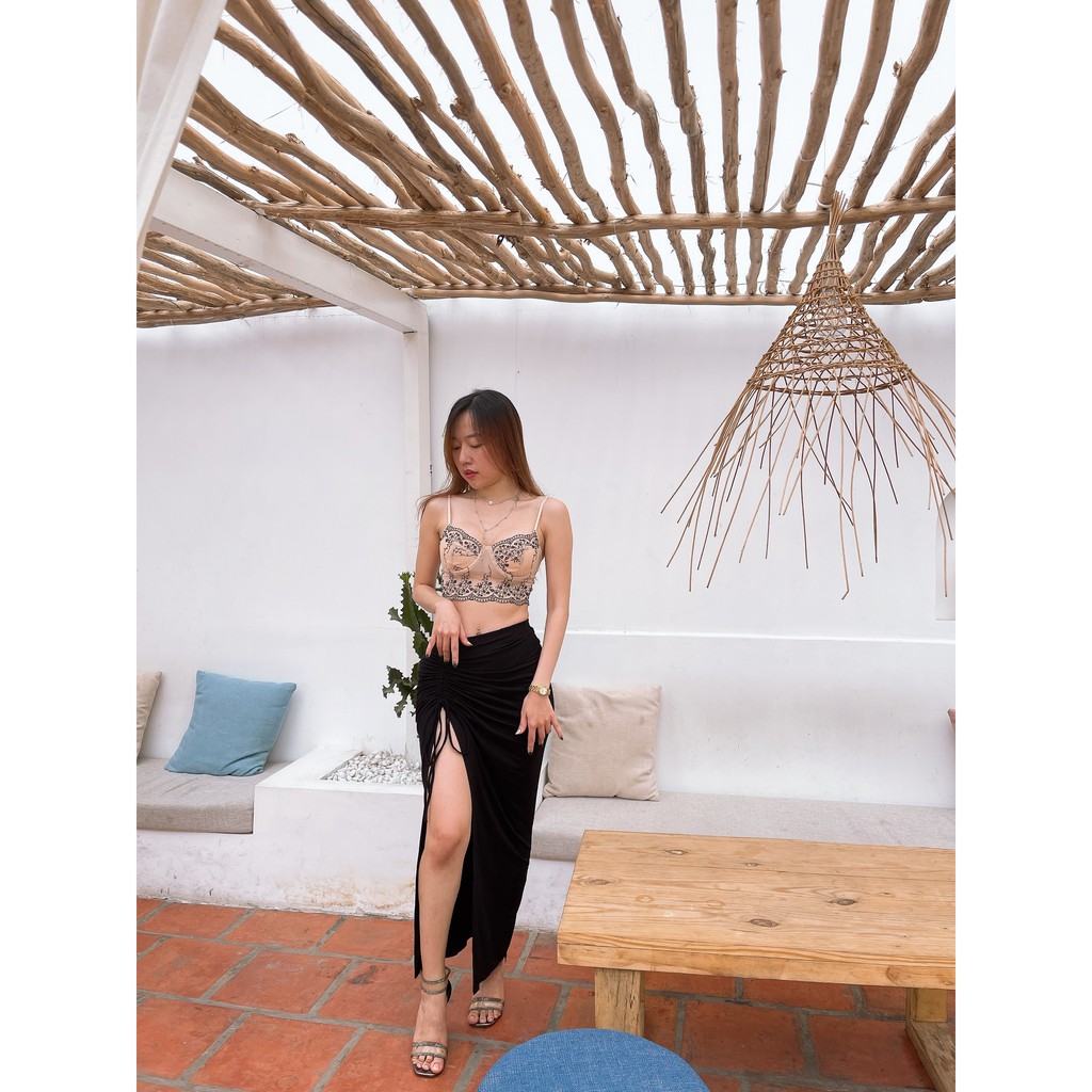 [Mã FAMALLT5 giảm 15% đơn 150k] Chân váy thun cotton sẻ đùi ôm body dáng maxi Cô Kim 7 | BigBuy360 - bigbuy360.vn