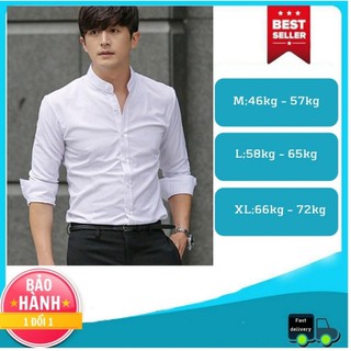 SƠ MI NAM 3D CHẤT LỤA DÀI TAY CAO CẤP TRẮNG TRƠN PHONG CÁCH HÀNG CHÍNH HÃNG (44-72KG)