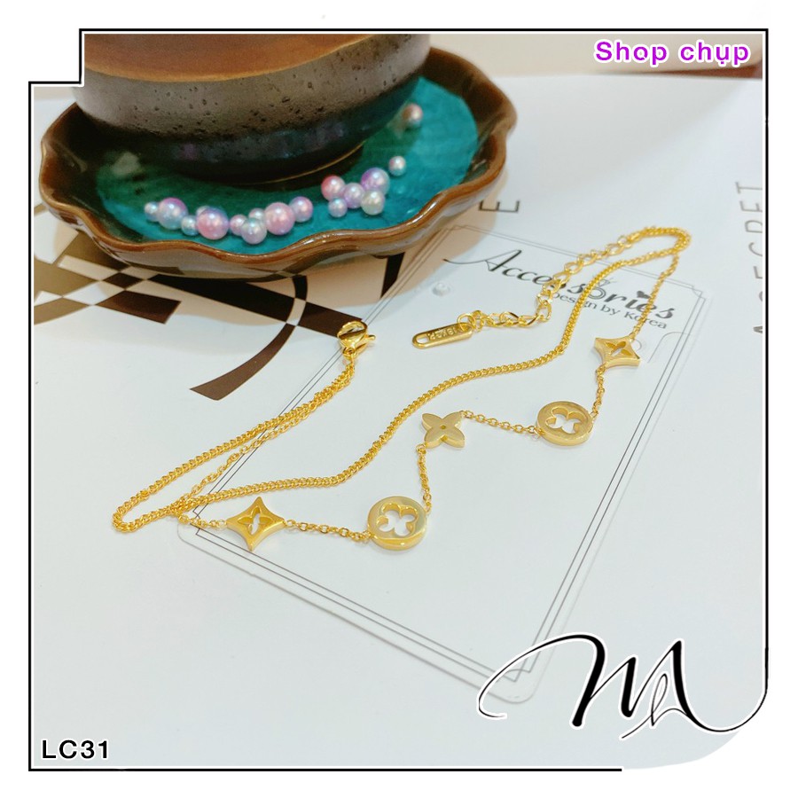 Lắc chân nữ Titan dây đôi hình cánh hoa rỗng xinh xắn - Măng’s House LC31