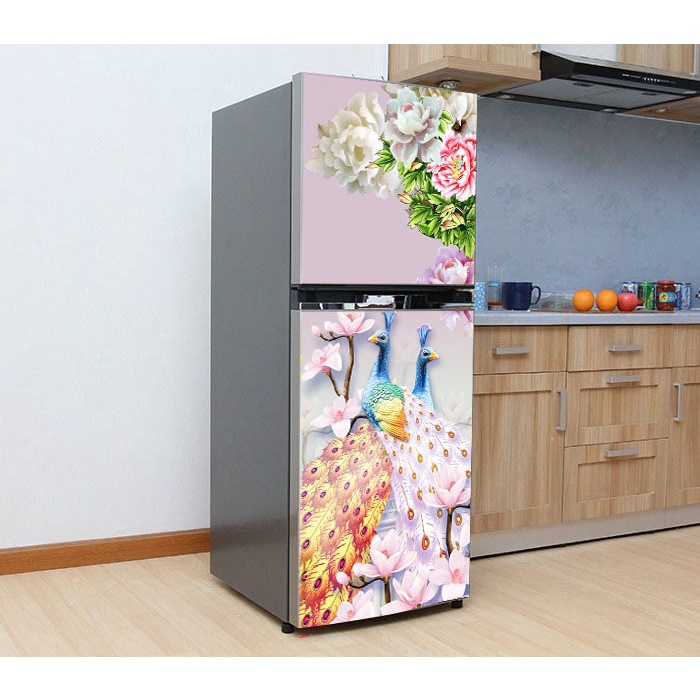 Decal dán trang trí tủ lạnh mẫu Công B- Chất lượng cao - chống thấm