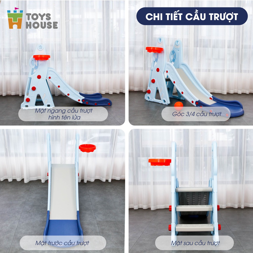 Cầu trượt kèm Khung bóng rổ cho bé Toys House WM21B271, hàng chính hãng cao cấp