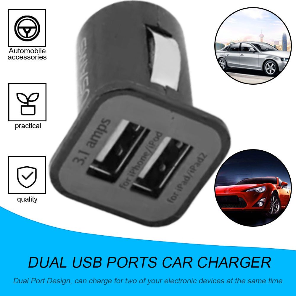 Tẩu Sạc Điện Thoại Di Động USAMS 12V 3.1A Hai Cổng USB Cho Điện Thoại Di Động/Máy Tính Bảng