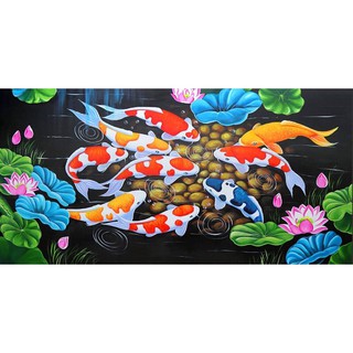 Tranh thêu chữ thập Cửu Ngư Quần Hội LV3042 (99x55) chưa thêu