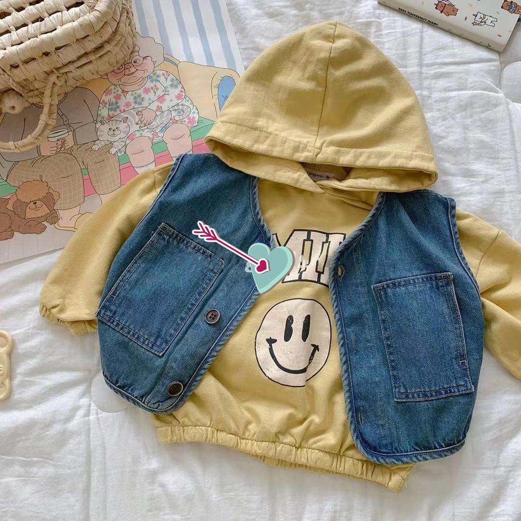 Áo Vest Bé Trai Denim Thông Thường Linh Hoạt