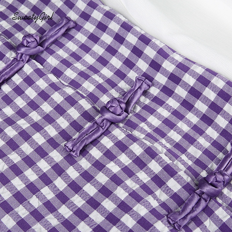 Đầm Mini Hở Vai Tay Dài Họa Tiết Kẻ Sọc Ca Rô 2022 Thời Trang Cho Nữ