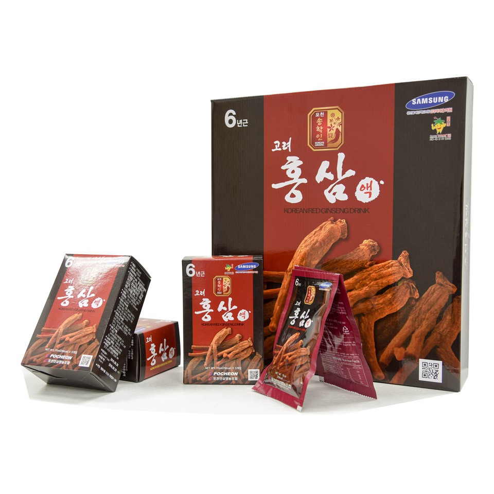 NƯỚC HỒNG SÂM 6 NĂM TUỔI KOREAN RED GINSENG DRINK POCHEON DATE 2023 hộp 30 gói * 70ml (Hàng chính hãng )