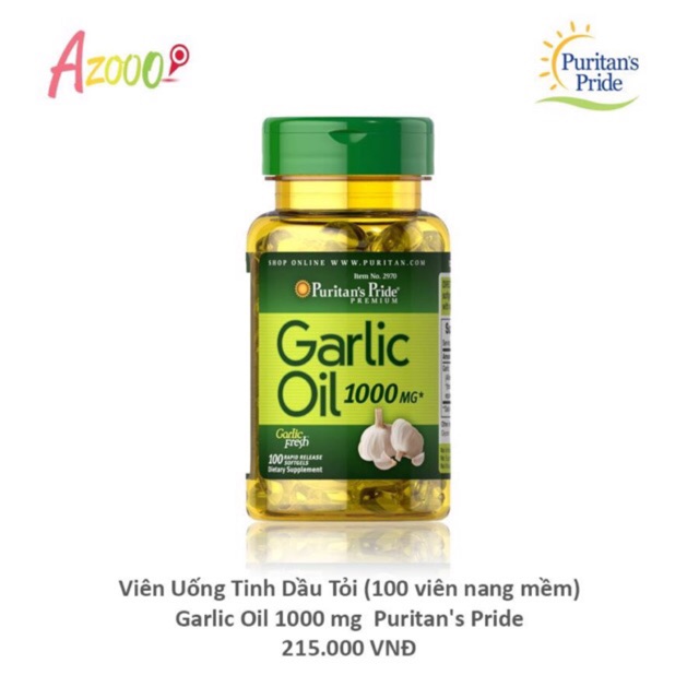 TINH DẦU TỎI MỸ Garlic Puritans Pride 1000mg của Mỹ 100 viên [CÓ TEM CHỐNG HÀNG GIẢ] | BigBuy360 - bigbuy360.vn