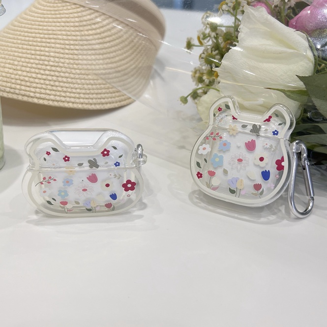 Vỏ Bảo Vệ Hộp Sạc Tai Nghe Bluetooth airpods 1/2 pro Bằng tpu Mềm Họa Tiết Hoạt Hình Gấu/Hoa Nhiều Màu Dễ Thương