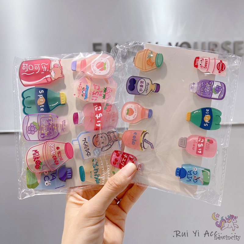 Set 10 kẹp tóc acrylic phong cách Hàn Quốc dễ thương dành cho bé gái