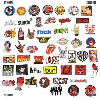 Bộ 52 sticker phong cách ban nhạc rock cổ điển dùng để trang trí vali hành lý/ván trượt