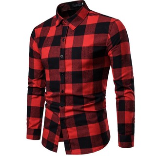 Áo sơ mi nam dài tay caro đỏ đen