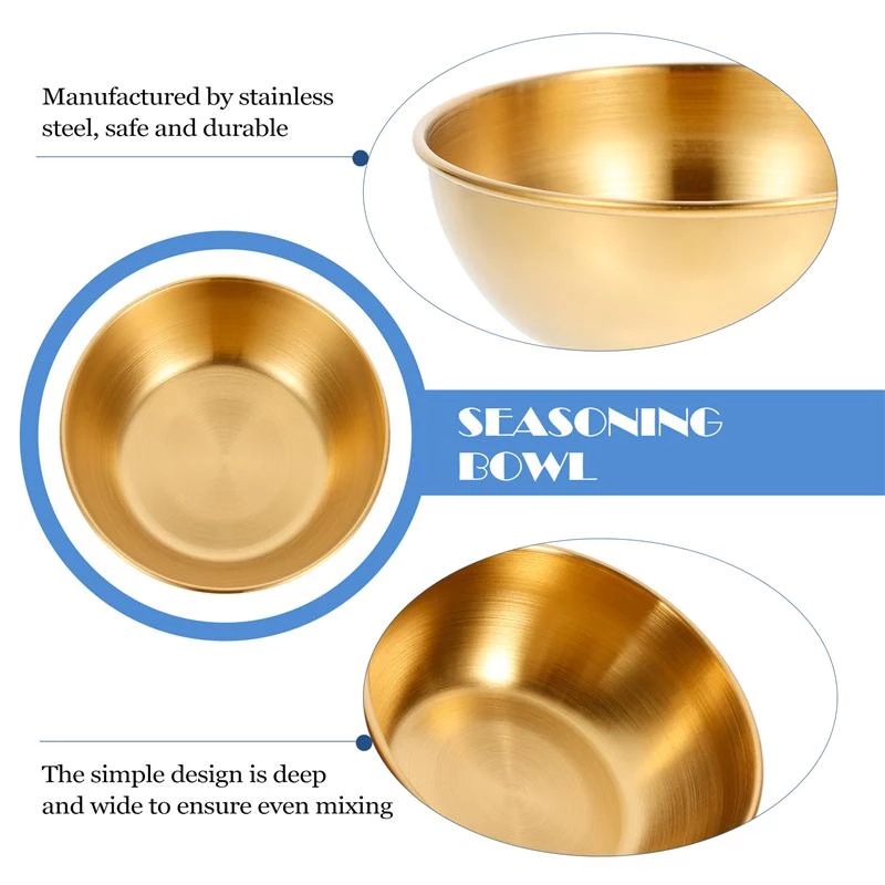 [Mới] Đĩa Đựng Nước Sốt / Gia Vị Nhỏ Hình Tròn Bằng Thép Không Gỉ Màu Vàng Kim Dành Cho Nhà Bếp
