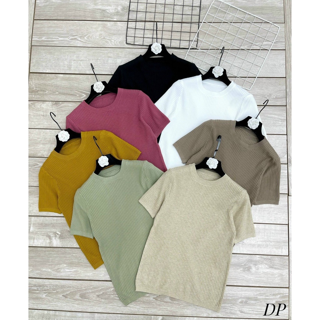 Áo len cộc tay trơn basic - bảng màu pastel | BigBuy360 - bigbuy360.vn