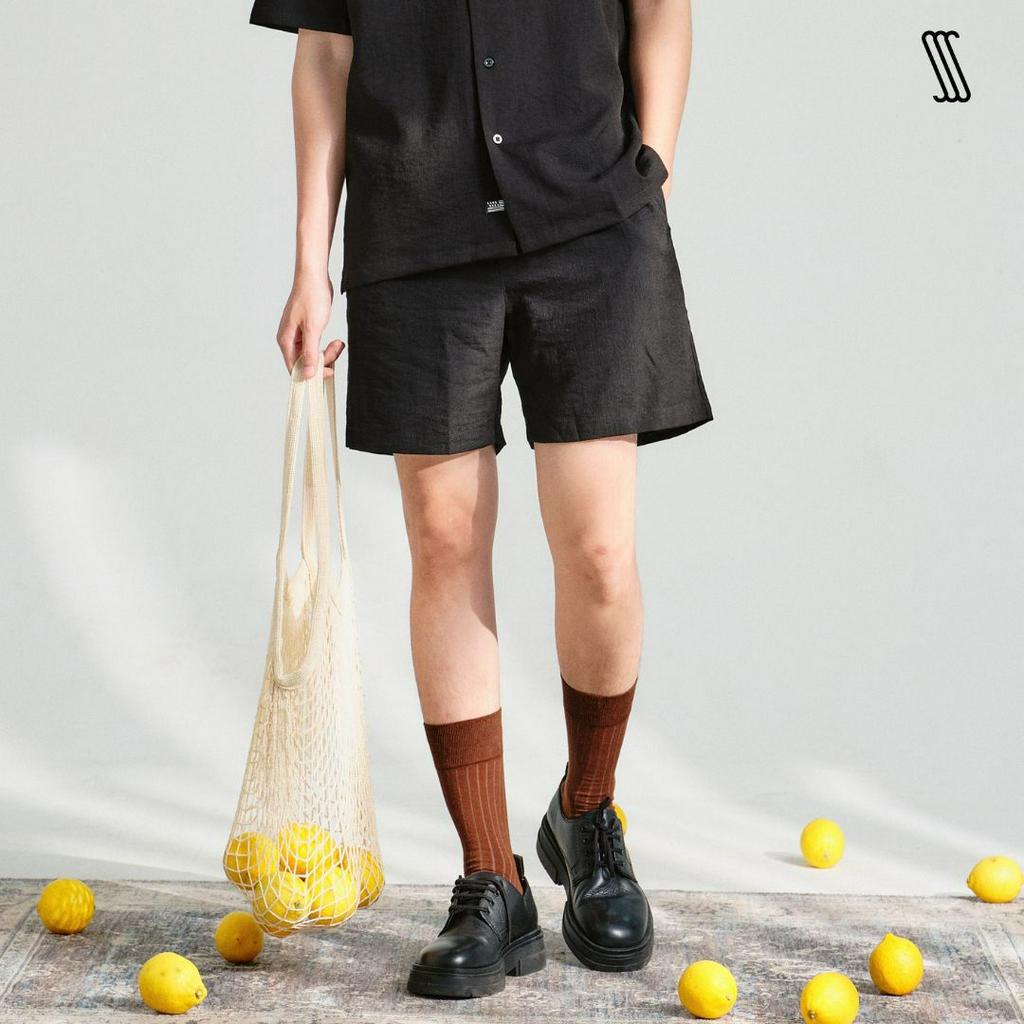 Quần đùi lưng chun nam SSSTUTTER linen thoáng mát trên gối LIFE CUBAN SHORT