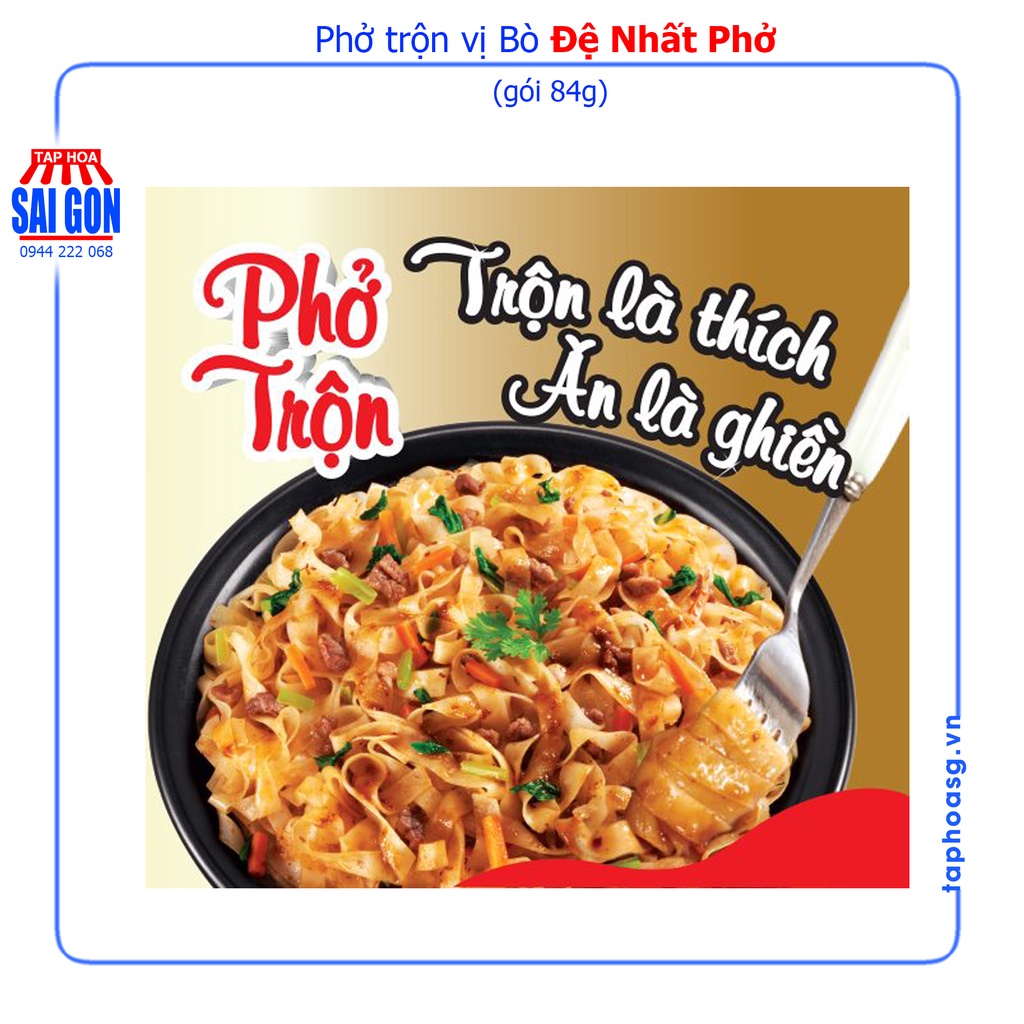 Phở trộn vị bò Đệ Nhất Phở gói 84g với gói xốt thơm ngon mang cảm giác khó quên cho sản phẩm thuần Việt chuẩn Nhật