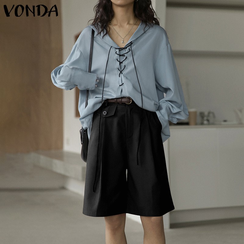 Quần Short VONDA Ống Rộng Lưng Cao Màu Trơn Dành Cho Nữ | BigBuy360 - bigbuy360.vn
