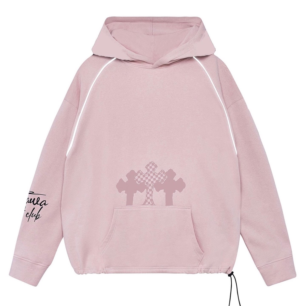 Áo Hoodie nỉ bông Banawa form rộng nam nữ unisex có nón trùm đầu - Falling Angel Hoodie Ver1 - Hồng Đất