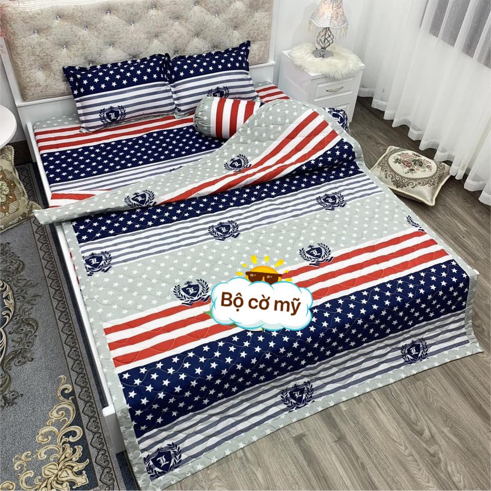 [CÓ SẴN - SIÊU HOT] Bộ chăn ga cao cấp - Set chăn ga 5 món, chất liệu cotton poly, thấm hút tốt, không bai nhão, xù lông