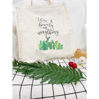 [Hình chụp thật] Túi Tote Túi Vải Leo Canvas Bụi Xương Rồng Nhỏ