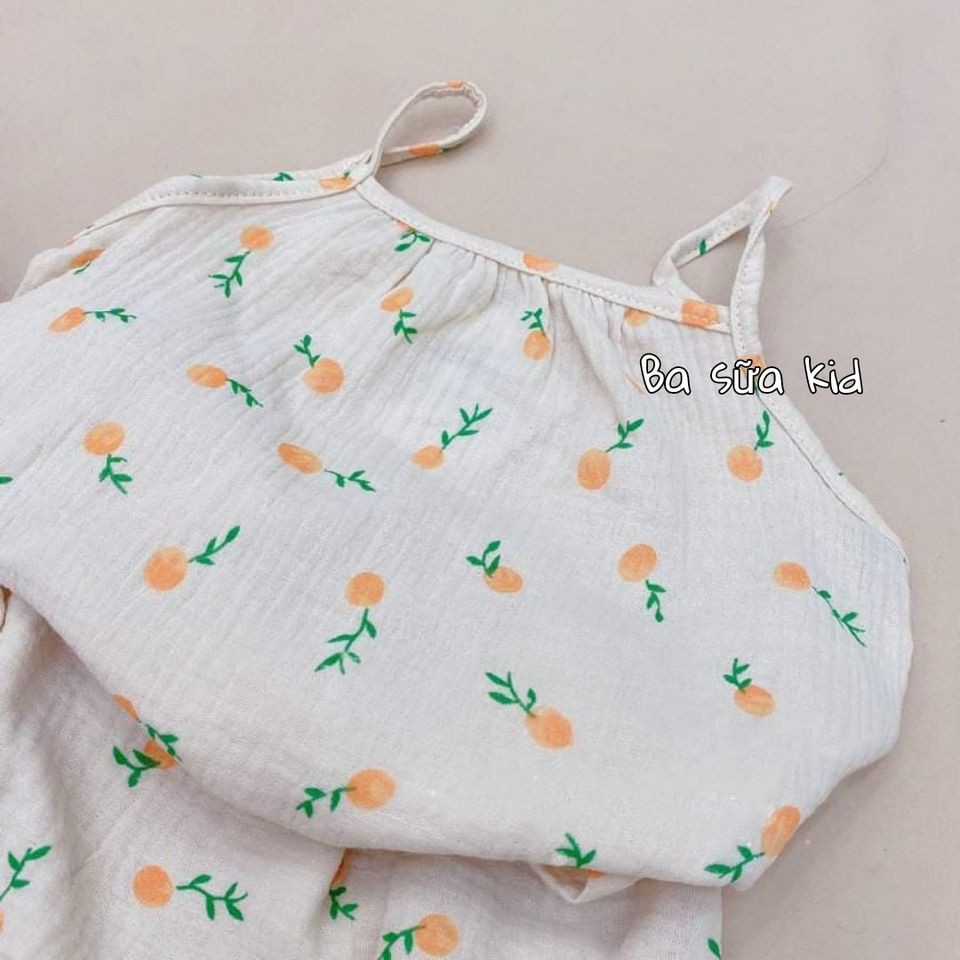 Bộ 2 dây xô Muslin cho bé gái chất mềm mại đẹp mát