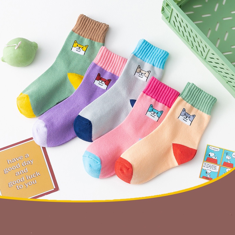 Set 5 Đôi Vớ Cotton Mềm Mại Thiết Kế Hình Động Vật Cho Bé Sơ Sinh 8 Tháng-13 Tuổi