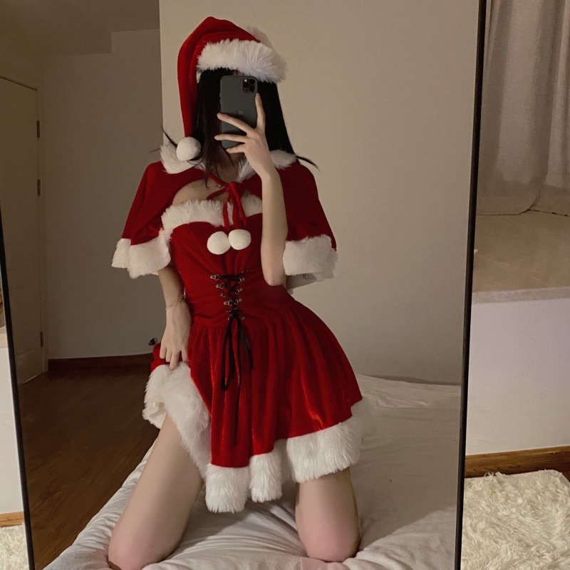 váy giáng sinh noel xoè cao cấp phong cách bánh bèo sexy