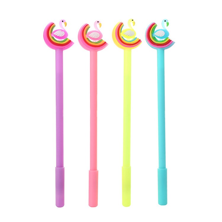 Bộ 4 bút gel đầu hình chim hồng hạc/ cầu vồng/ thiên nga đáng yêu