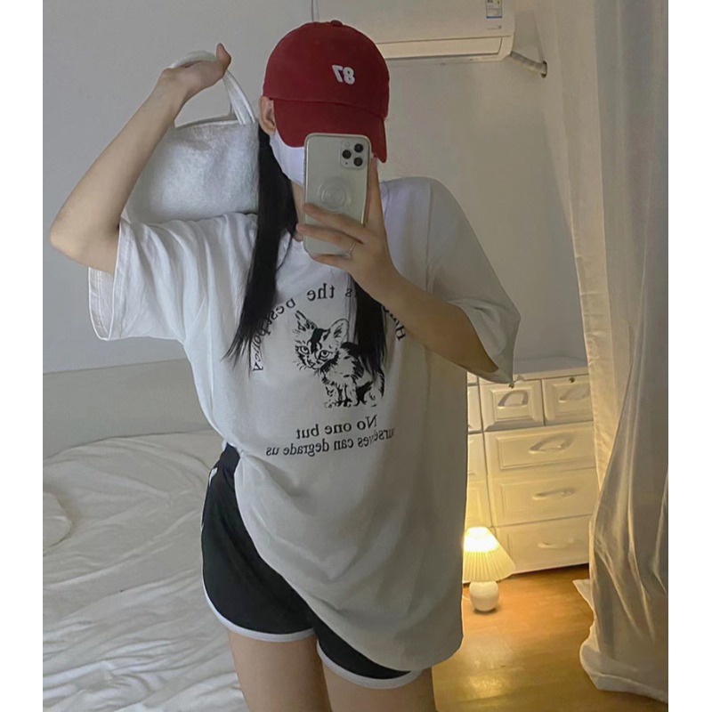 NRVP Áo Thun Nữ Oversize Cổ Tròn Thời Trang Hàn Quốc