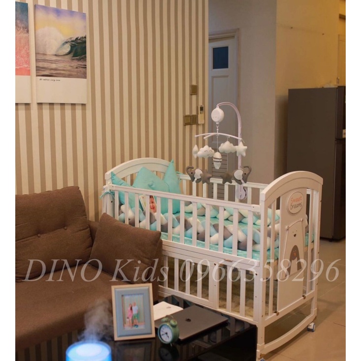 Bộ nôi đa năng 6in1 kèm đủ: đệm, ga, quây xoắn, gối mây/vương miện,màn)