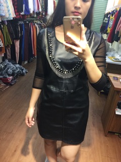 Sale váy da phối ren