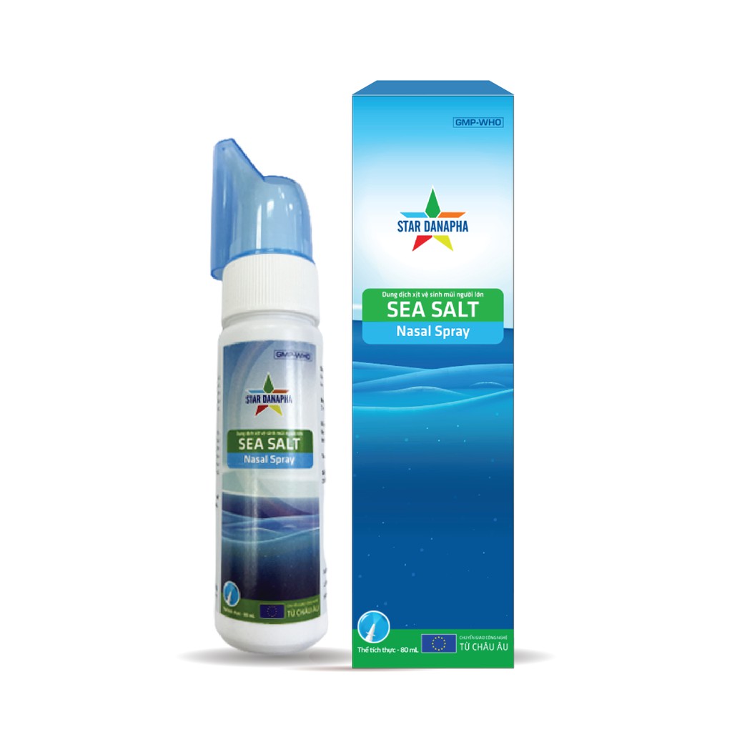 Combo Dung dịch vệ sinh mũi người lớn sea salt và Dung dịch vệ sinh mũi trẻ em STAR DANAPHA 80ML/Chai