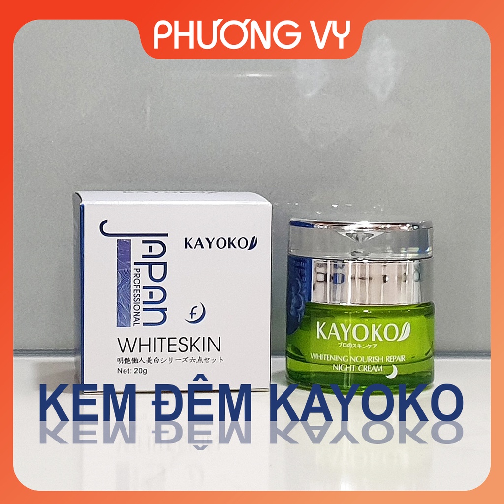 Kem đêm Kayoko Xanh, chuyên làm mờ nám, tàn nhang và giúp tái tạo lại da, kem nám Nhật Bản, mỹ phẩm Kayoko.