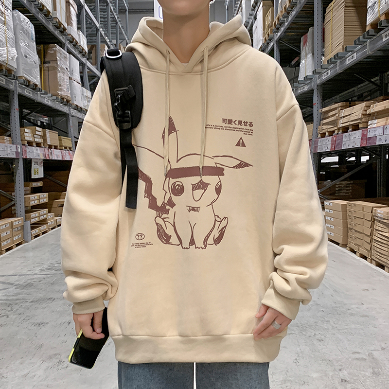 Áo Khoác Hoodie Tay Dài In Hoạt Hình Pikachu Dễ Thương Cho Các Cặp Đôi