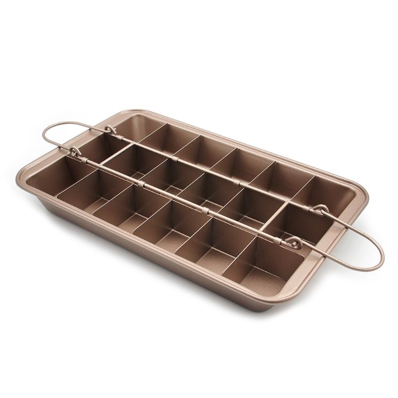 Khuôn Nướng Bánh Brownie 18 Ngăn Chống Dính Bằng Thép Kèm Dao Cắt Dễ Dàng Làm Sạch