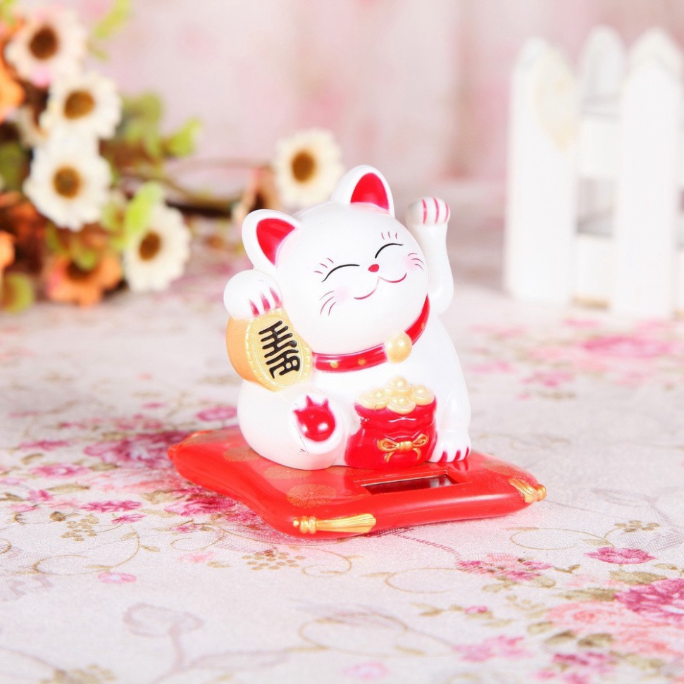 Tượng Mèo Ngồi Vẩy Tay Tự Động (7x6.5x7.5cm)