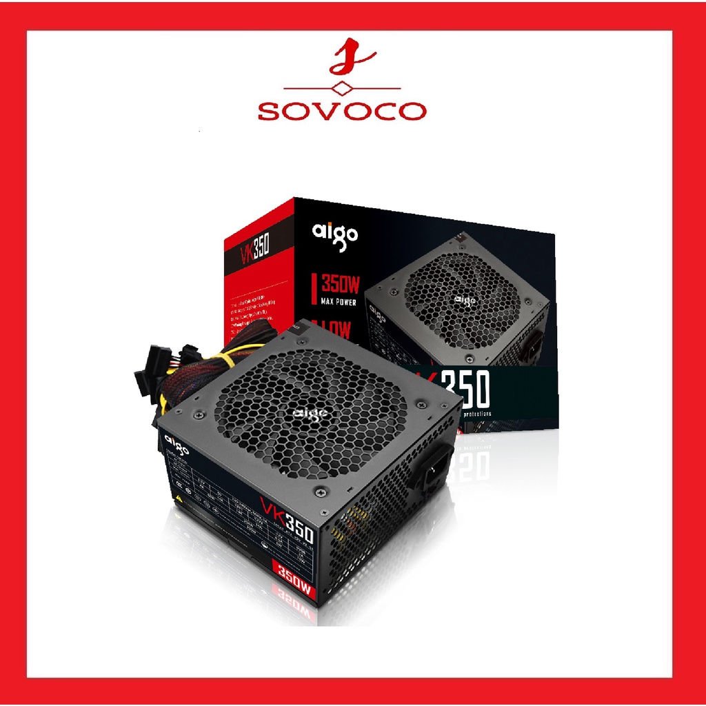 Nguồn máy tính AIGO VK350 - 350W (Màu Đen) - CHÍNH HÃNG - BẢO HÀNH 36 THÁNG