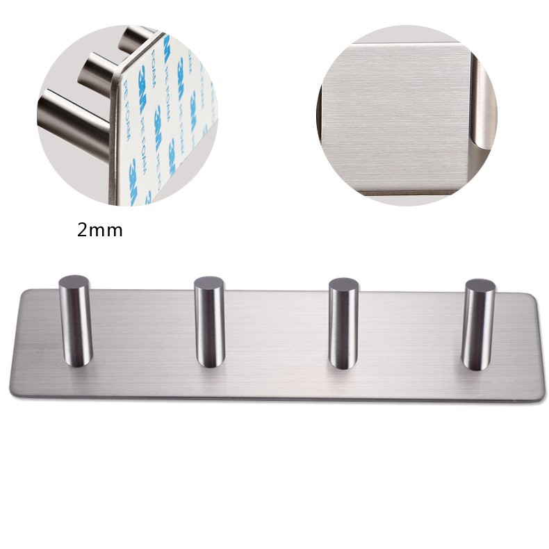 Móc treo quần áo decor INOX SUS304 Dán Tường keo 3M siêu chắc - Móc INOX Chéo Đơn