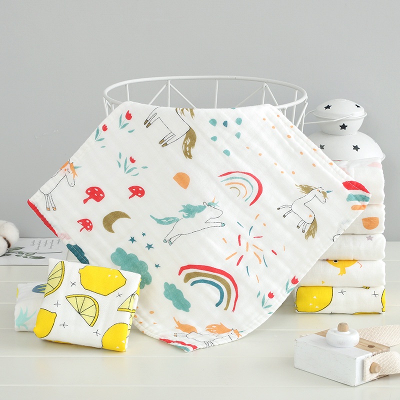 Khăn Ăn 100% Cotton 6 Lớp 25x25cm Cho Bé
