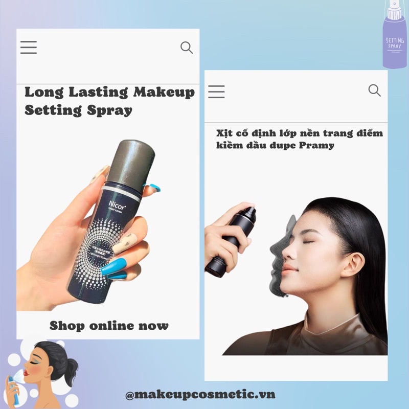 Xịt Khoá Nền Giữ Lớp Trang Điểm Kiềm Dầu, Lâu Trôi Dupe Pramy 🌟 Makeup Setting Spray 🌟