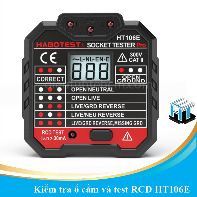 Thiết bị kiểm tra ổ cắm và test RCD Habotest HT106 - HT106E