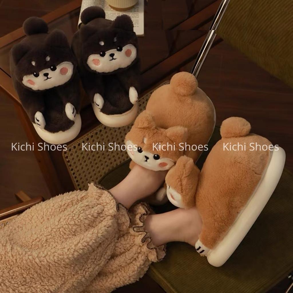 Dép cún bông ôm chân đi trong nhà dép siêu dày dặn đôi tặng người yêu dép bông mùa đông - Parti Kichi Shoes