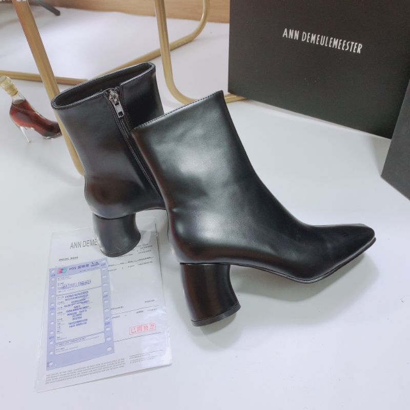 B(ẢNH THẬT) Boot ANN Mũi Vuông Gót Trụ Cong 5p Da Mềm Êm Fullbox Xịn Cao Cấp