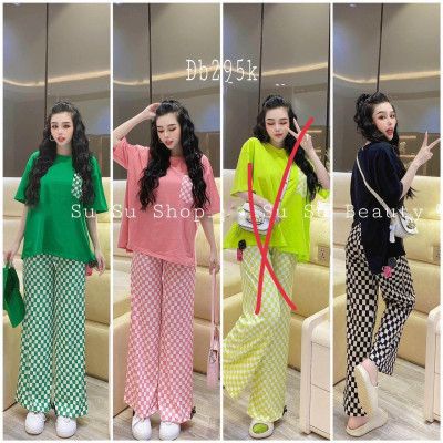 Quần ống sớ kẻ ô vuông phong cách