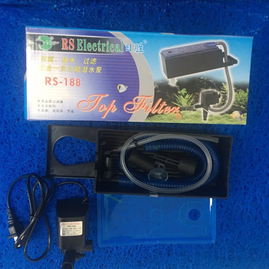 Máy lọc máng 188 cho bể cá - Vừa bơm vừa lọc vừa thổi khí oxi