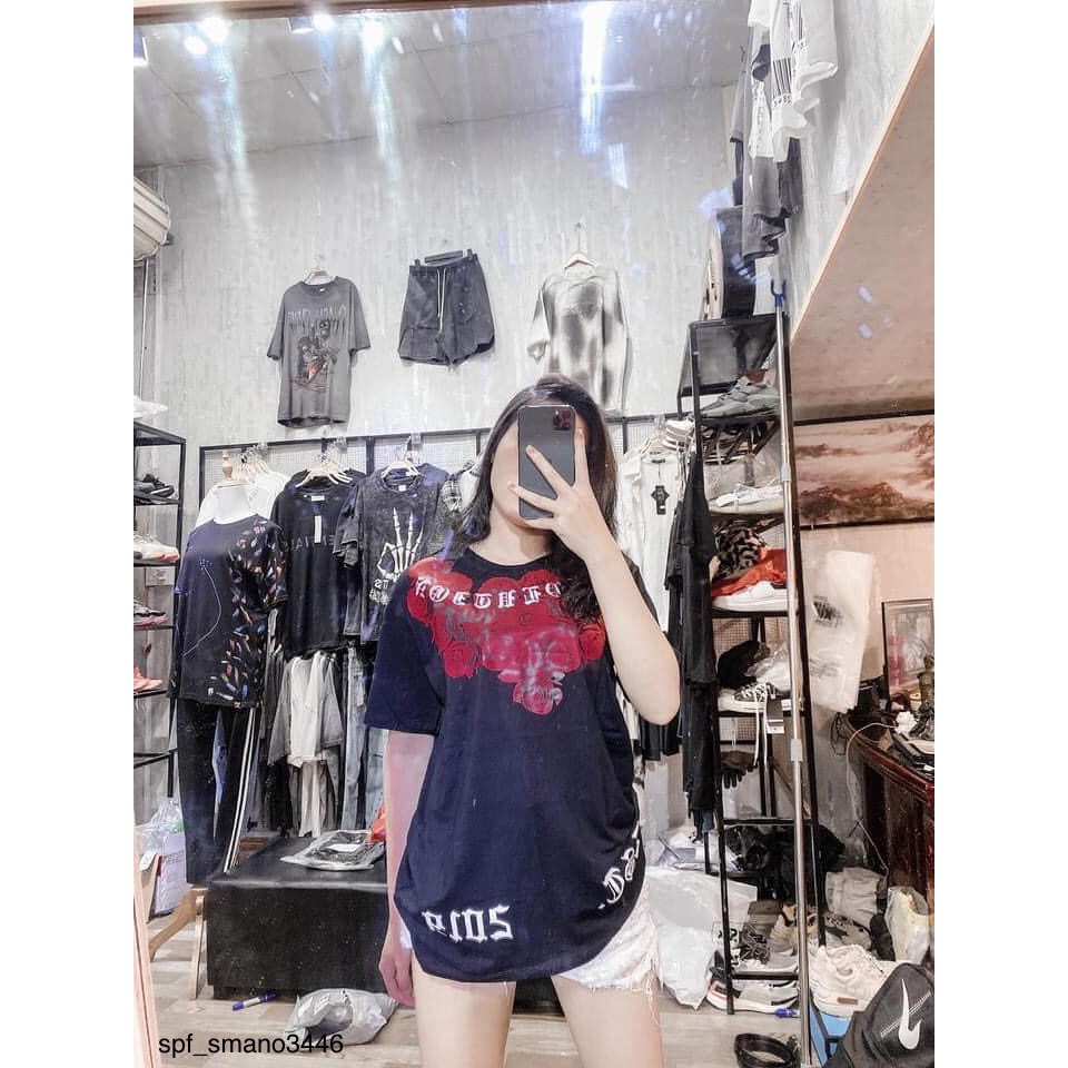 Áo phông nam mikenco hoa hồng đỏ 2 mặt ,chất cotton tay lỡ from rộng phong cách hàn quốc _áo thun nam nữ Mikenco2