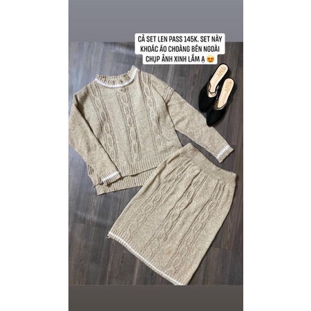 Set áo len và chân váy