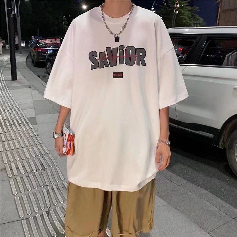 Áo Thun Tay Ngắn Dáng Rộng In Chữ Thời Trang Mùa Hè Phong Cách Hàn Quốc Cho Nam Size M-8XL