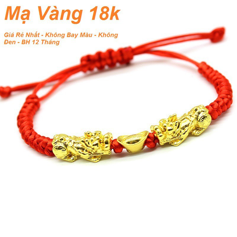 [GIÁ SỐC]Vòng đeo Tay Chỉ đỏ gắn Tì Hưu Mạ Vàng 18K, Phù Hợp Nam Nữ, May Mắn, Hộ Mệnh, Ttrừ T.à.