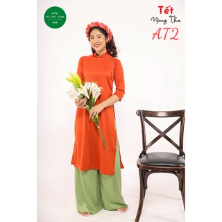 [Mã AT2] Áo Dài Lụa Tây Thi Cam Đất